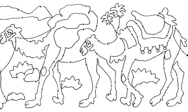 Camel Train Border Pattern