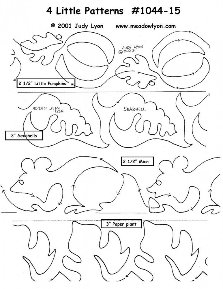4 Little Patterns: seashells, leaves, pumpkins and mice 2 1/2