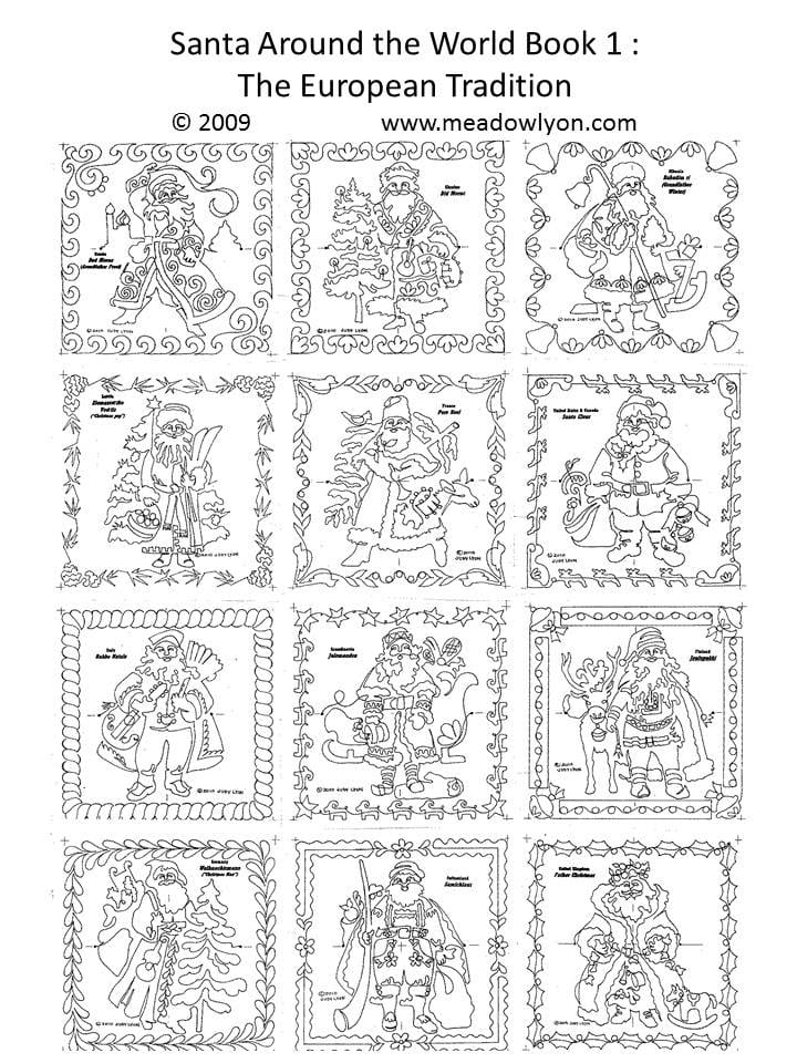 12 Santas for Embroidery Machine Redwork- set of 12!
