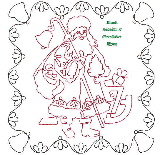 Santa Albania Redwork: Digital Embroidery Files or PDF Printable Paper File
