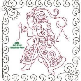 Santa Russia Redwork: Digital Embroidery files or PDF Printable Paper file