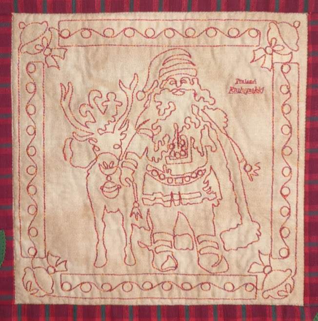 Santa Finland Redwork: Digital Embroidery Files or PDF Printable Paper Files - Image 3