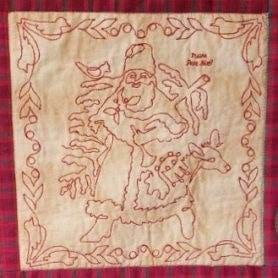 Santa France Redwork: Digital Embroidery Files or PDF Printable Paper Files