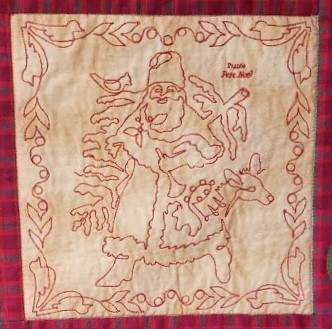 Santa France Redwork: Digital Embroidery Files or PDF Printable Paper Files