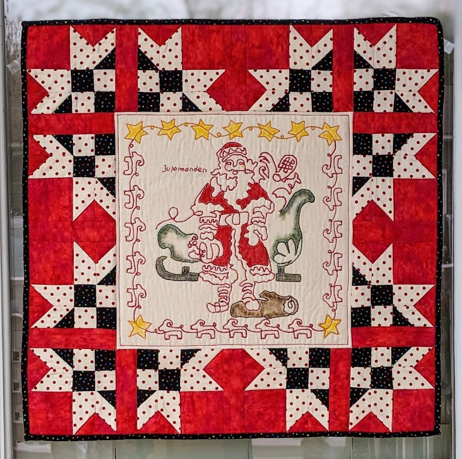 Santa Scandinavia Redwork: Digital Embroidery Files or PDF Printable Paper