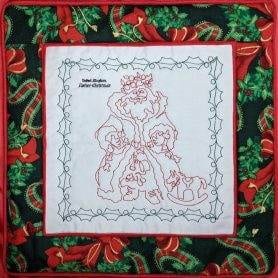 Santa UK Redwork: Digital Embroidery Files or PDF Printable Paper File