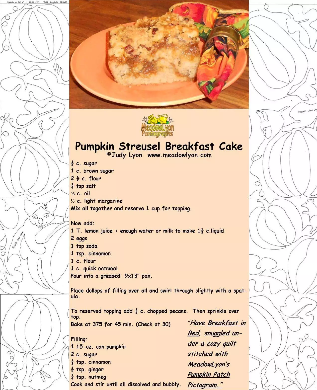 Pumpkin Streusel Breakfast Cake