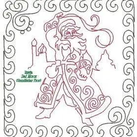 Santa Russia Redwork: Digital Embroidery files or PDF Printable Paper file