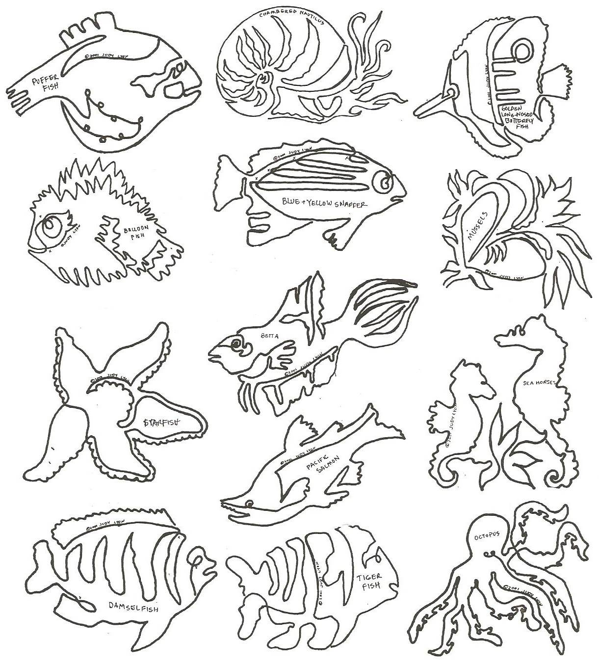 Fishy Business Set #1 8" Block Pattern - Paper Print