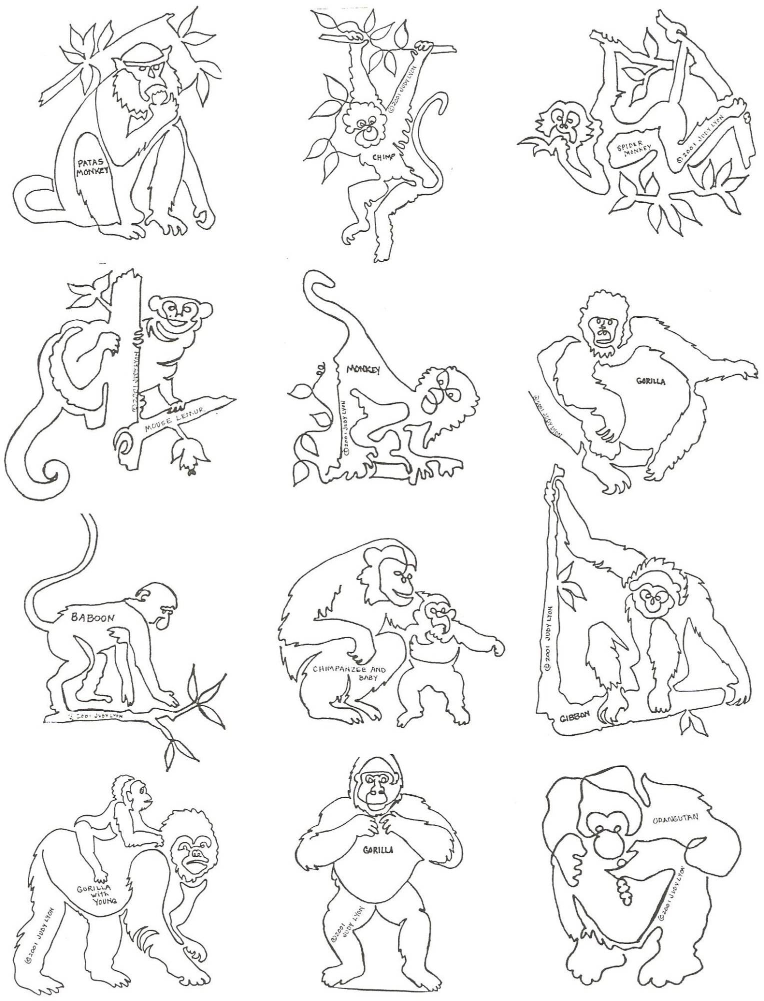 Primates 8" Block Pattern